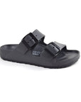 Grey EVA supportive sandal with two black buckle closures