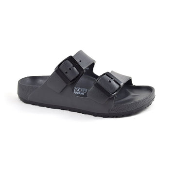 Grey EVA supportive sandal with two black buckle closures