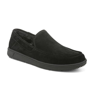 All black slip-on suede slipper.