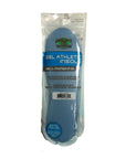 Mens Blue insoles with gel support inside product bag packaging with instructions and brands info