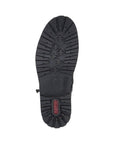 Treaded outsole of black leather boot