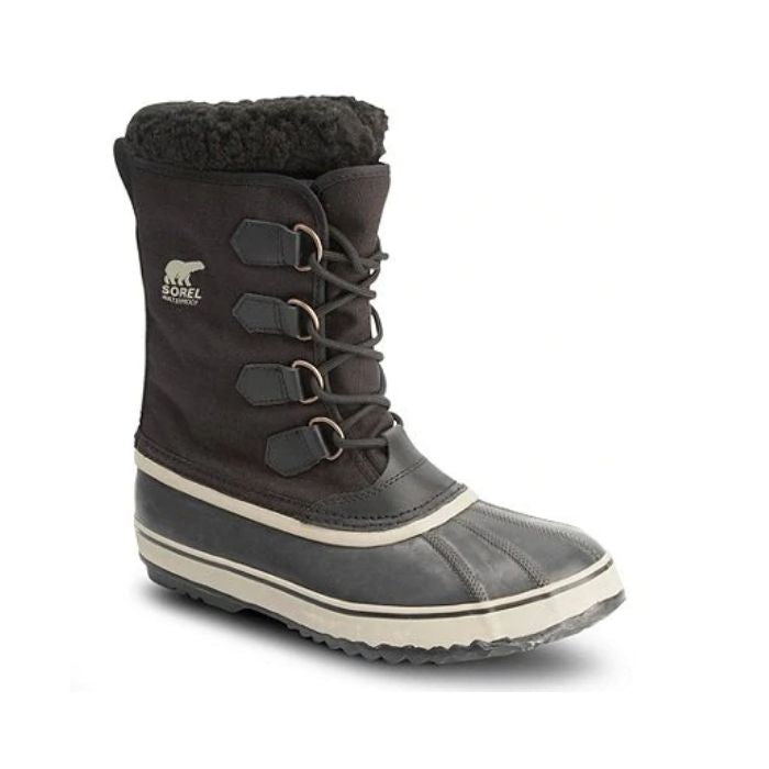 Winter boot by Sorel with elastic stretch at front and white accent lines at base