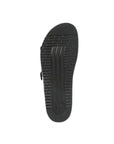 Black outsole with grips on the Harmony black zebra sandal by Mephisto