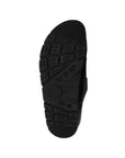 Black outsole with tread on the Zach footed slip on sandal by Mephisto
