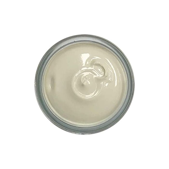 Bone shoe cream polish in clear jar