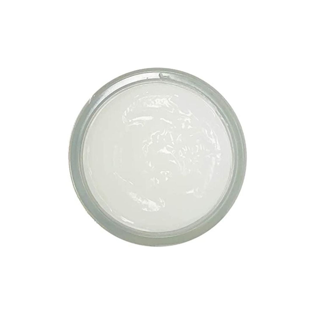 Clear shoe cream polish in clear jar