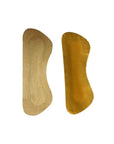 Small rounded rectangle shaped heel grips showing soft brown and sticker sides