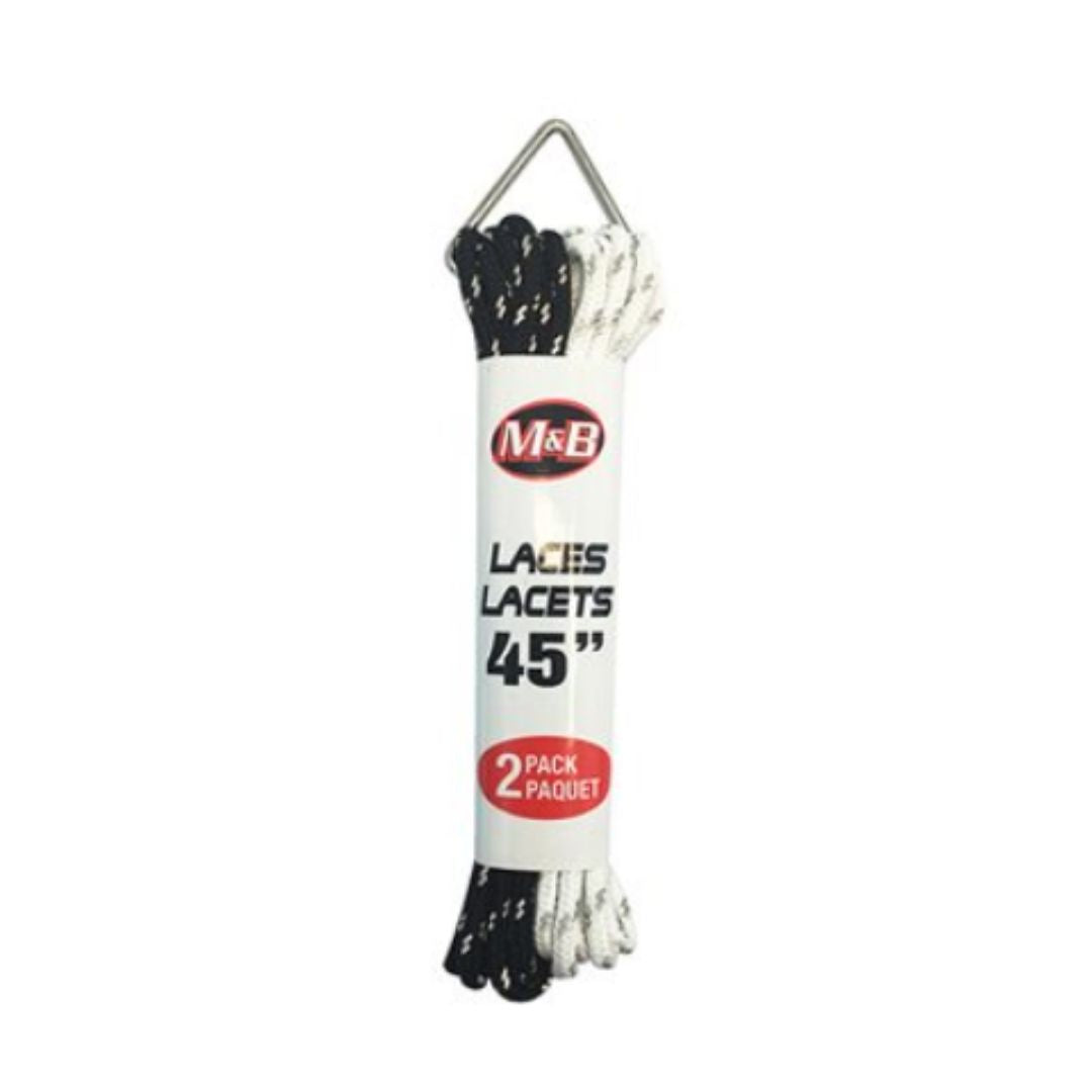 2 pack package of 45" black and white laces
