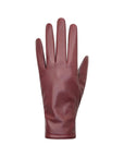 Simple burgundy leather gloves. 