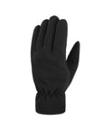 Top view of thick black textile gloves.
