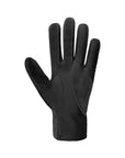 Palm side of thick black gloves with black suede patches on thumb, first, and middle fingers for improved grip. 
