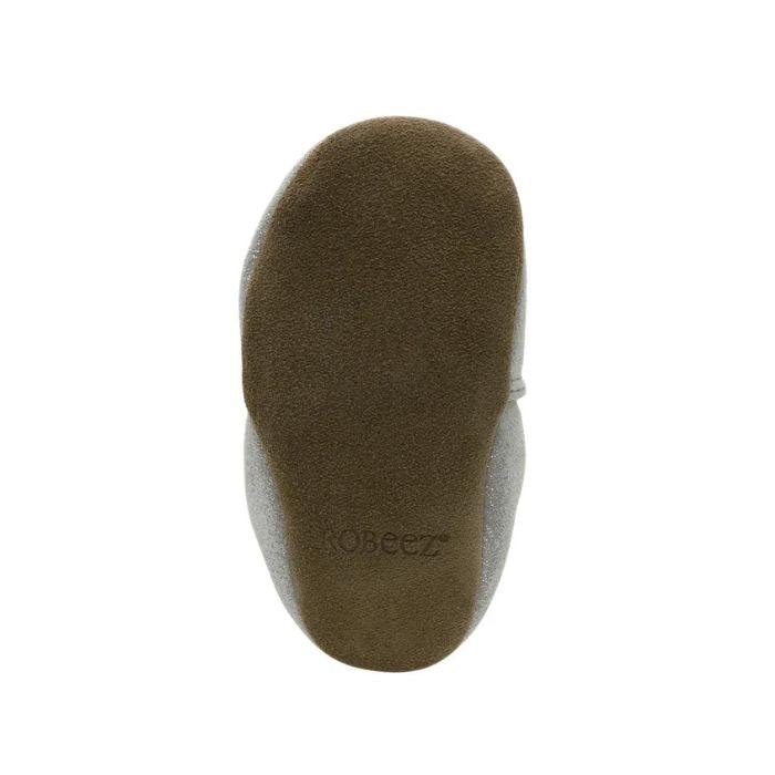 Brown suede outsole with Robeez logo imprinted on heel.