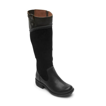 Tall black leather and suede riding boot from Rockport.