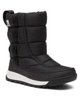 Black Sorel winter boot with white outsole