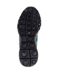 Black treaded outsole with circles for grip on the rainbow Comfi sandal by Bernie Mev