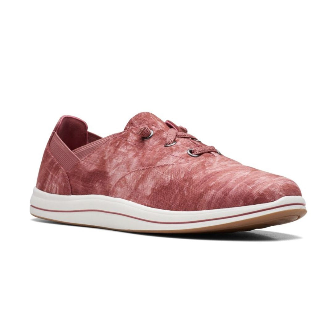 Rose tie dye canvas slip on show with faux elastic laces.