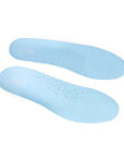 A pair of blue insoles with arch support. Cloud Footwear logo on heel.