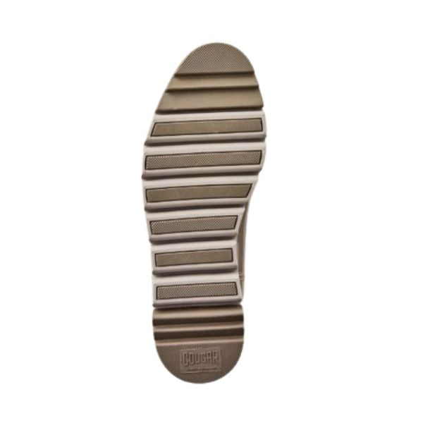 Taupe rubber outsole with Cougar logo on heel.