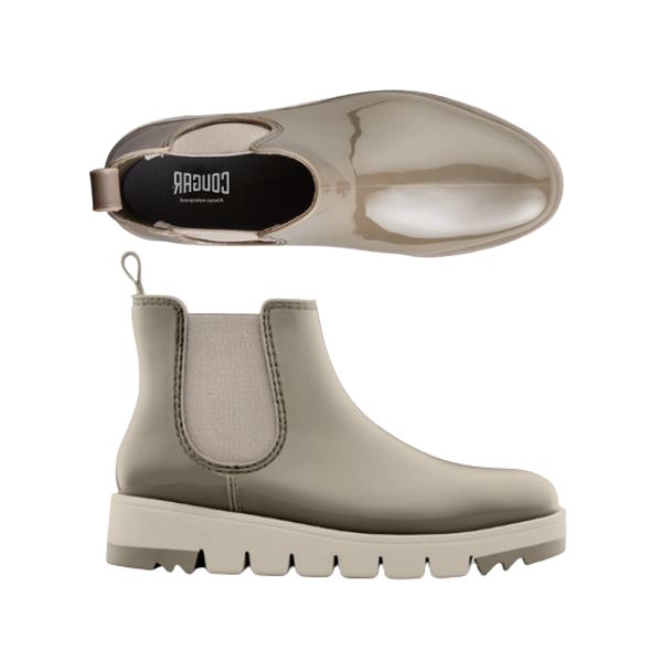 Top and side view of taupe coloured Cougar Chelsea rainboot