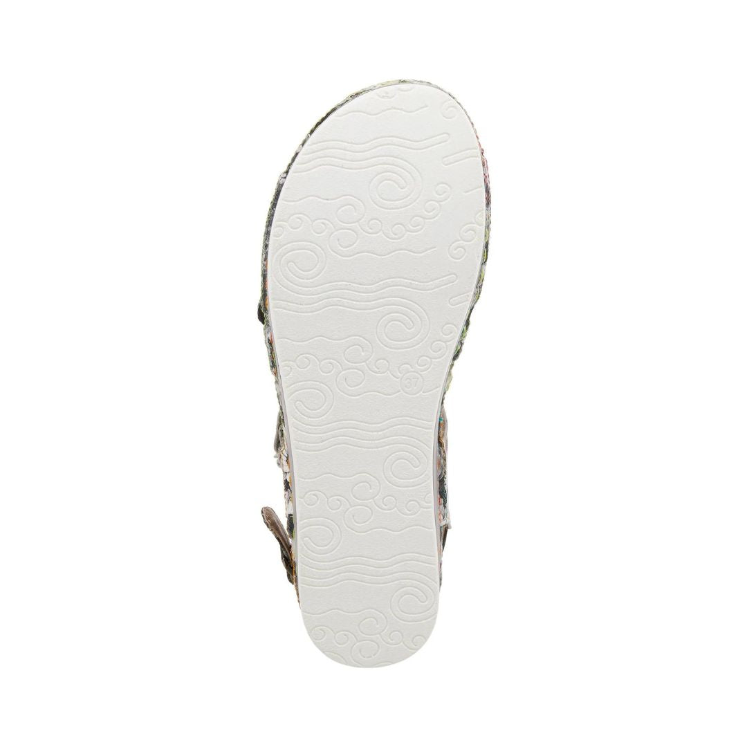 White outsole of L'Artiste's Jolina Dazi sandal.