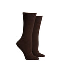 A pair of brown cotton crew socks 