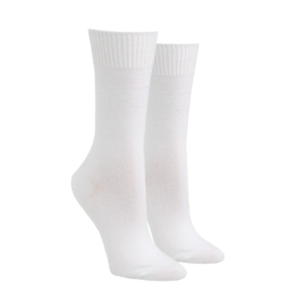 A pair of white cotton crew socks