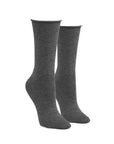Pair of grey non-elastic roll top socks