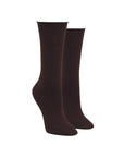 Pair of dark brown non-elastic roll top socks