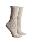 A pair of beige heather cotton crew socks