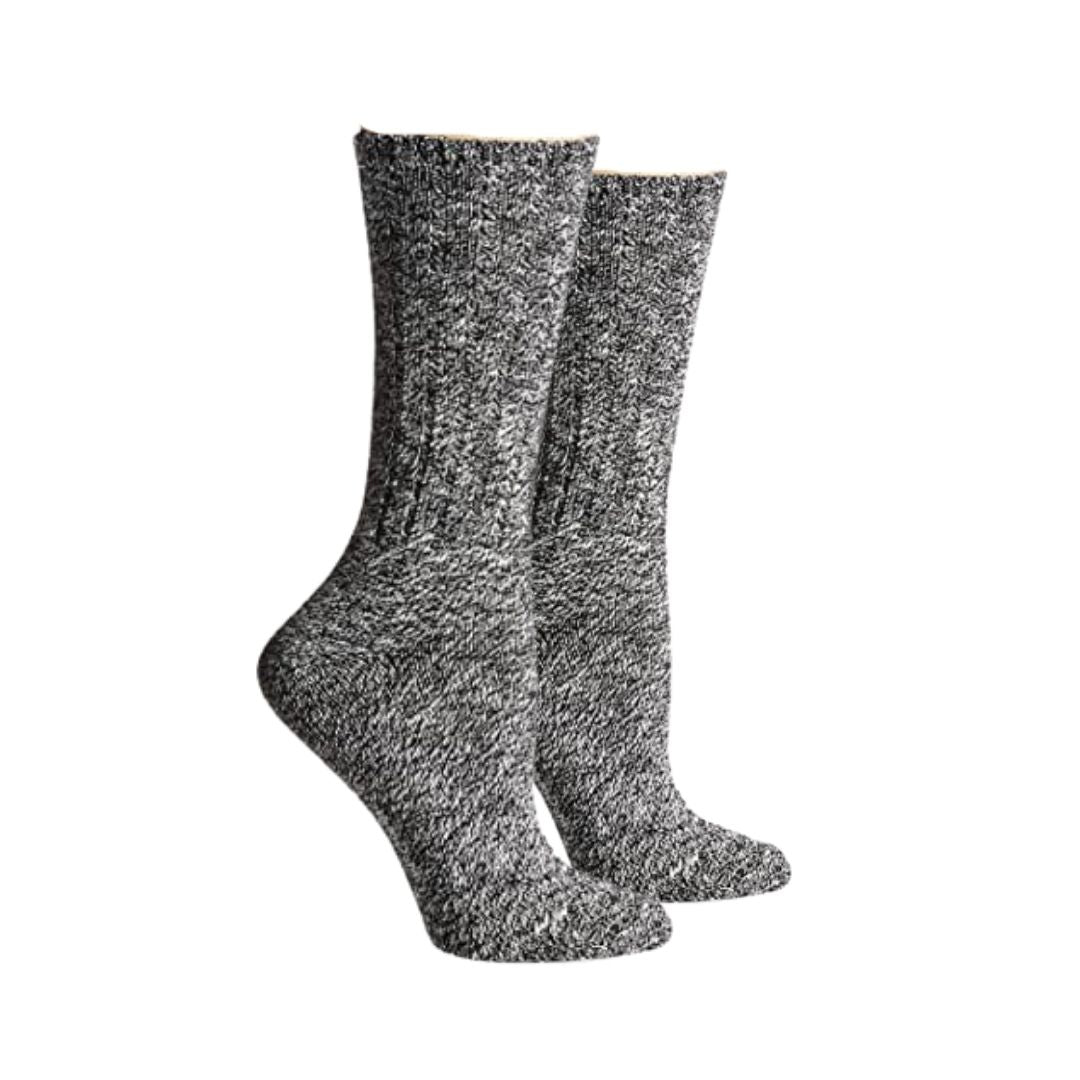 A pair of grey heather cotton crew socks