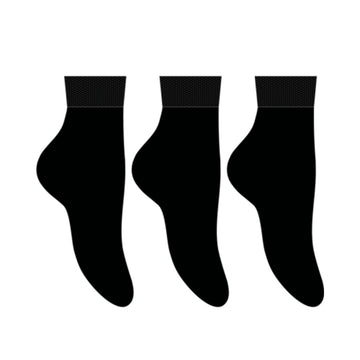 Three black ankle height socks.