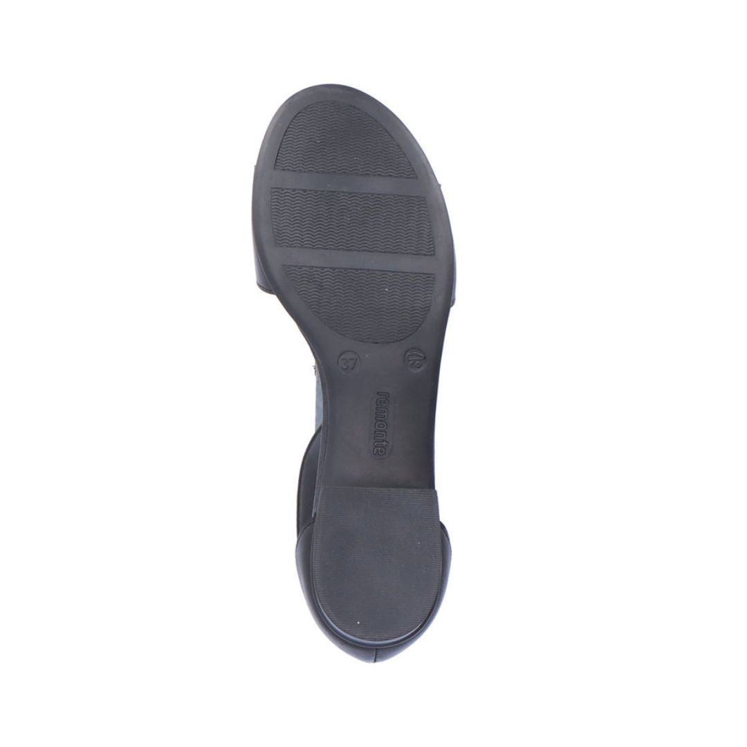 Black rubber outsole with Remonte logo imprinted on center.