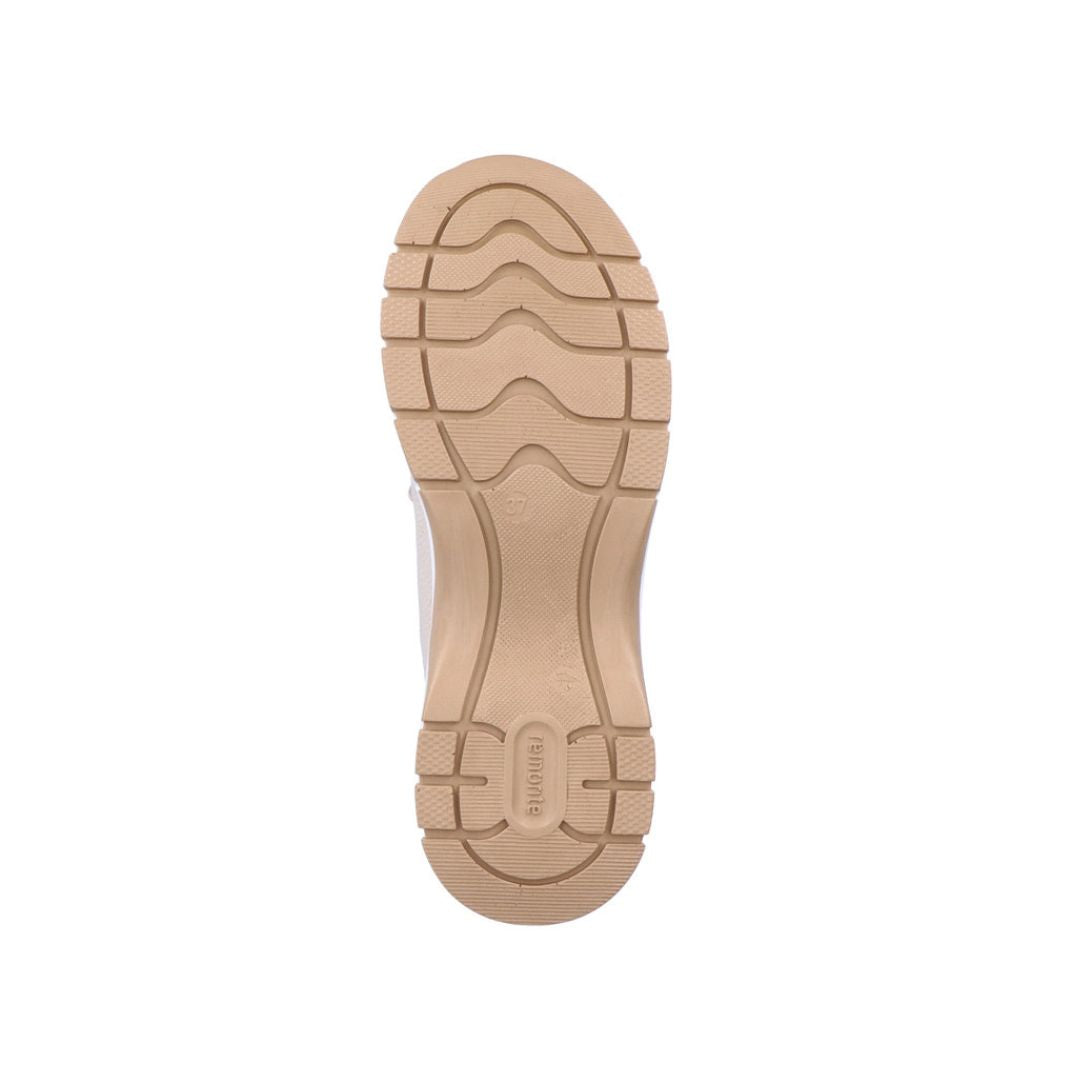 Brown rubber outsole with Remonte logo on heel.