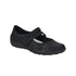 Remonte R3510 Mary Jane Flat in black with floral pattern and shock absorbing sole, ideal for casual summer wear and foot comfort.