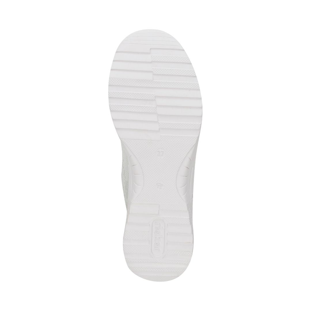 White outsole with Rieker logo on heel
