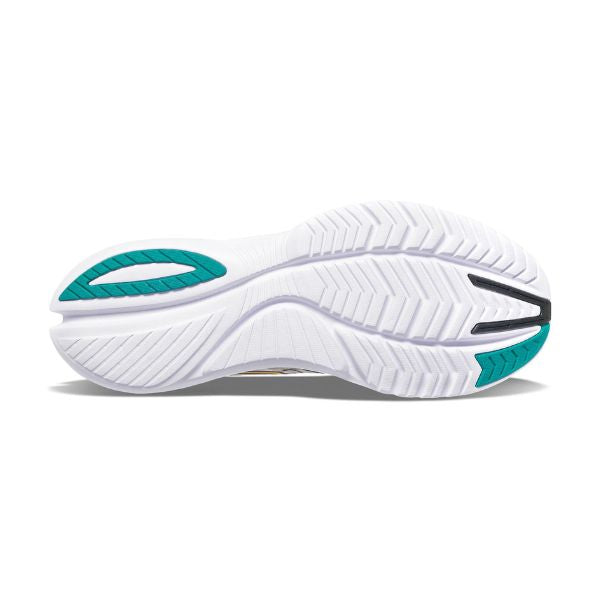 White outsole of women's Saucony sneaker.