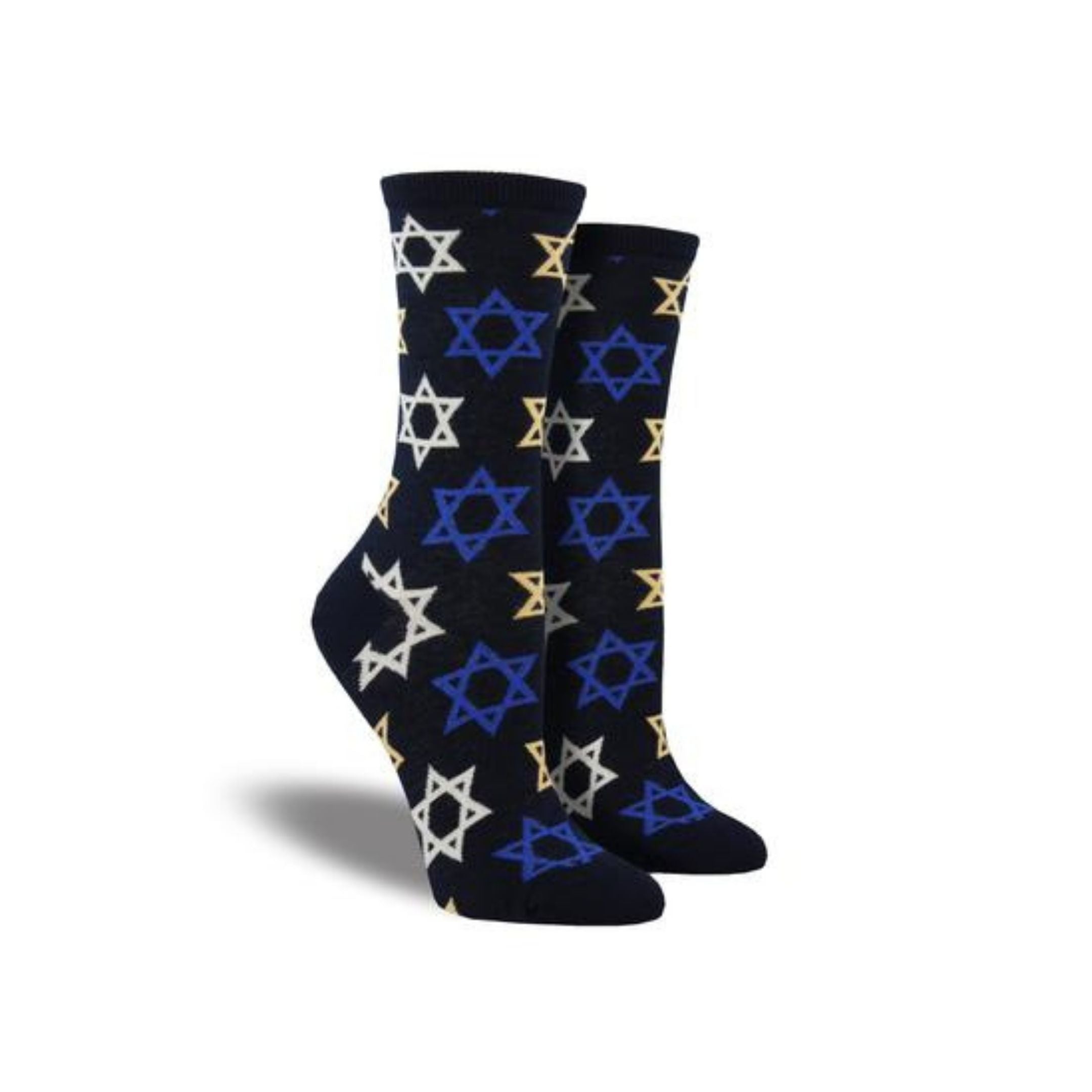 Black socks featuring the Star of David pattern