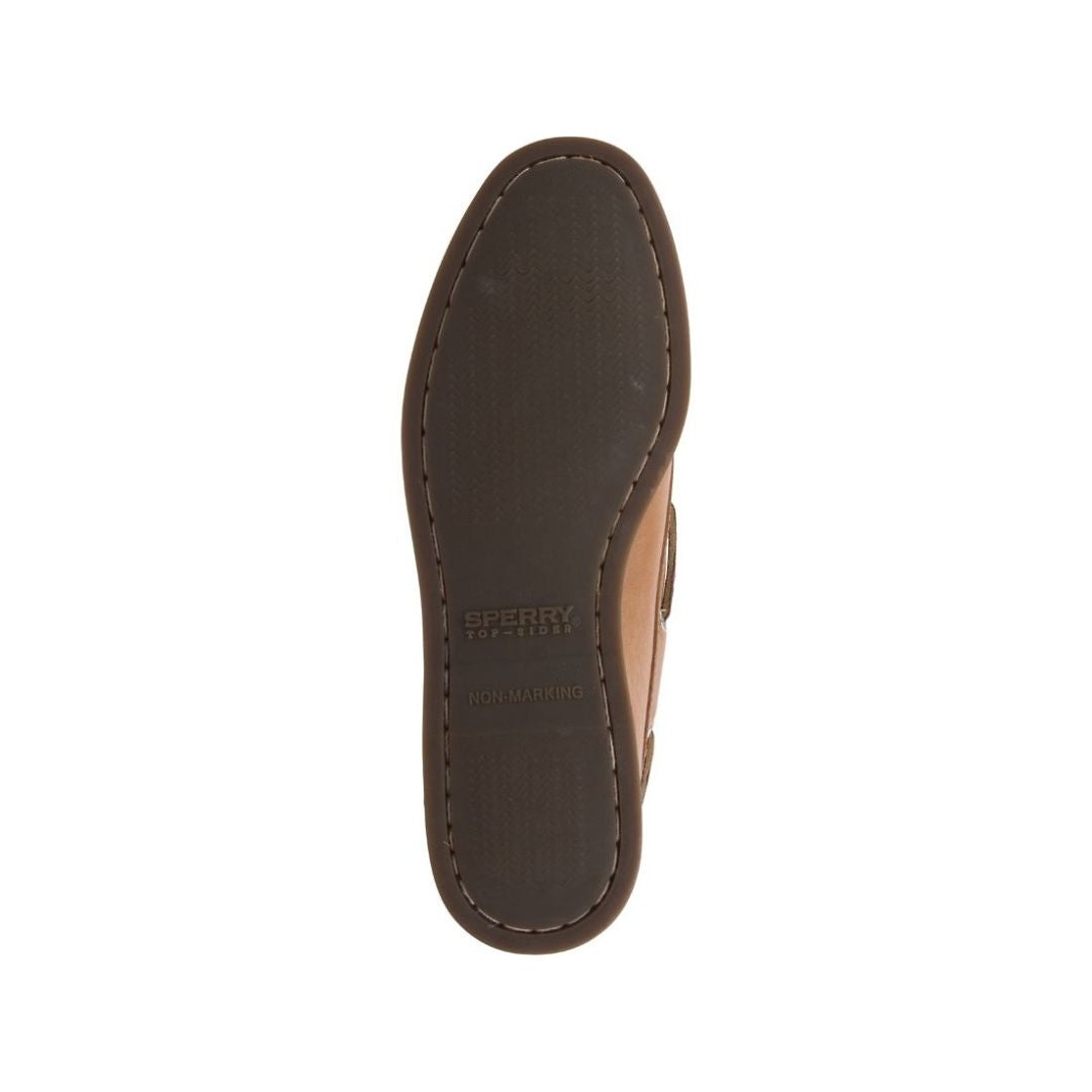 Brown outsole with Sperry logo.