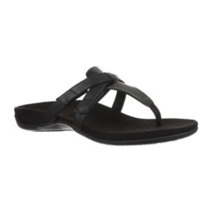 Supportive black thong sandal.