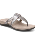 Supportive silver thong sandal.