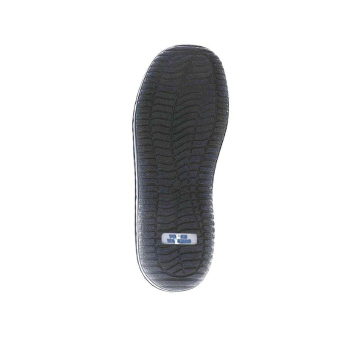 Back rubber outsole with Volks Walkers logo on heel.