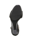 Black outsole of Naturalizer's black Vera wedge sandal.  
