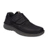 Black nubuck loafer with two Velcro straps across the instep and a dark grey outsole. 