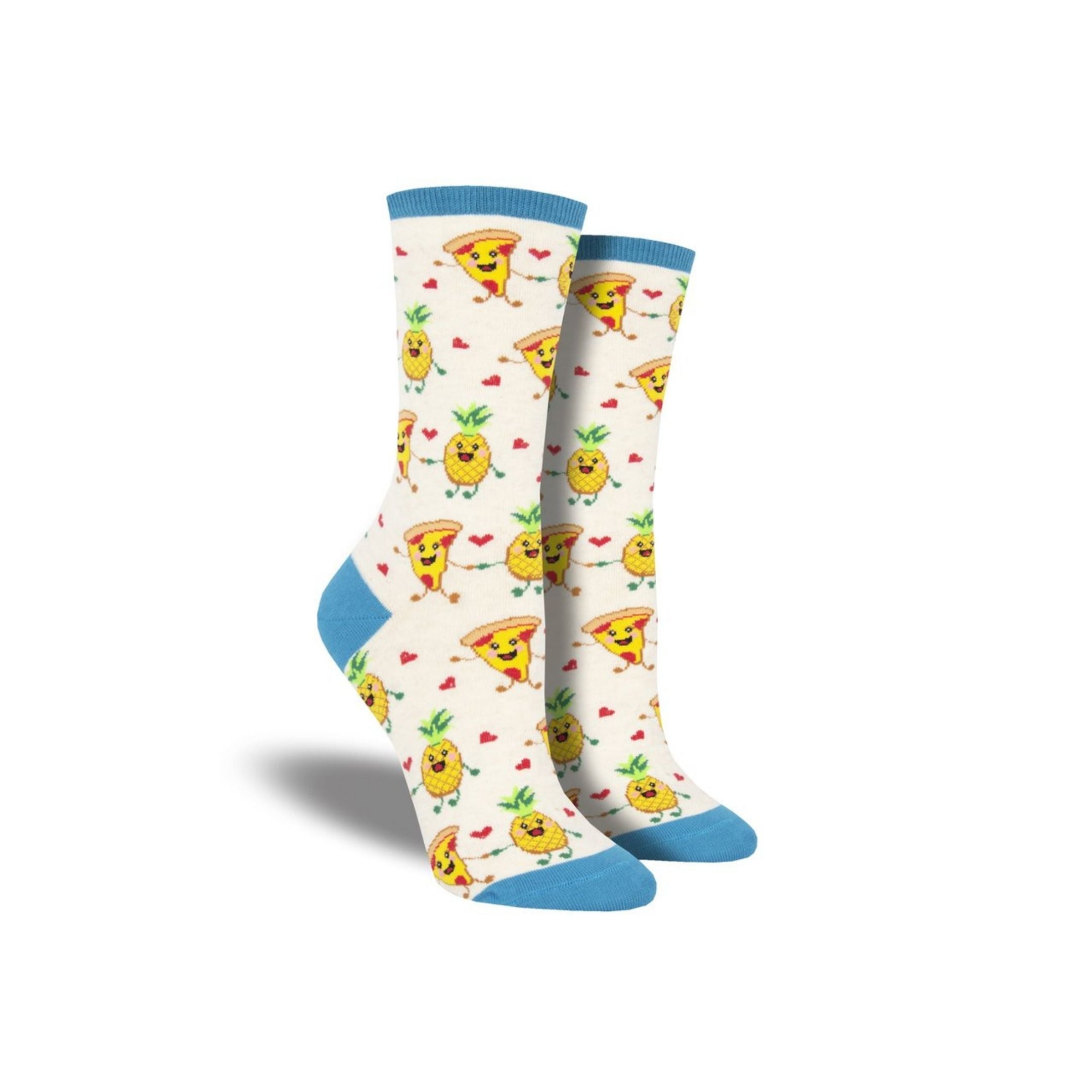 White Socks with Pizza and pineapples holding hands