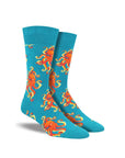 Blue socks with orange octopus