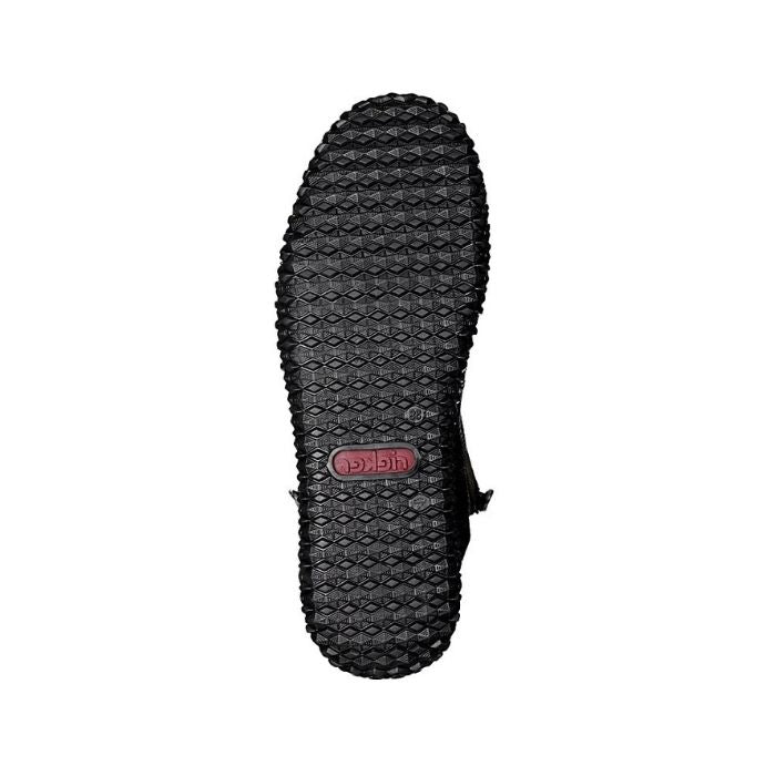 Black treaded outsole on women's ankle boot